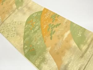 山に草花・抽象松模様織出し袋帯